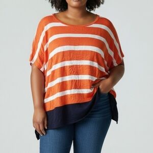 Nwt! Talbots striped short-sleeved dolman top puncho